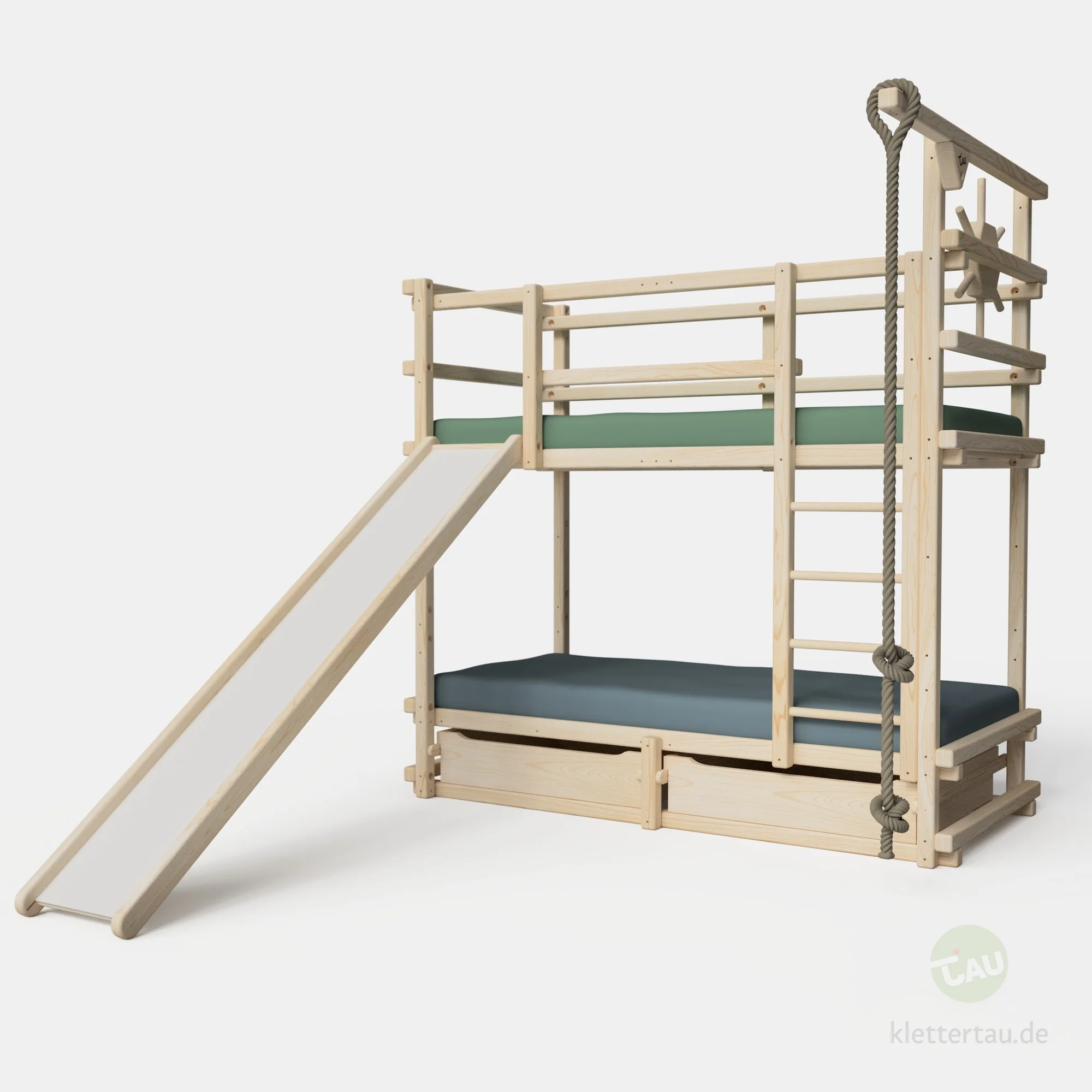 Abenteuer-Etagenbett mit Kletterseil und Rutsche - Image 12