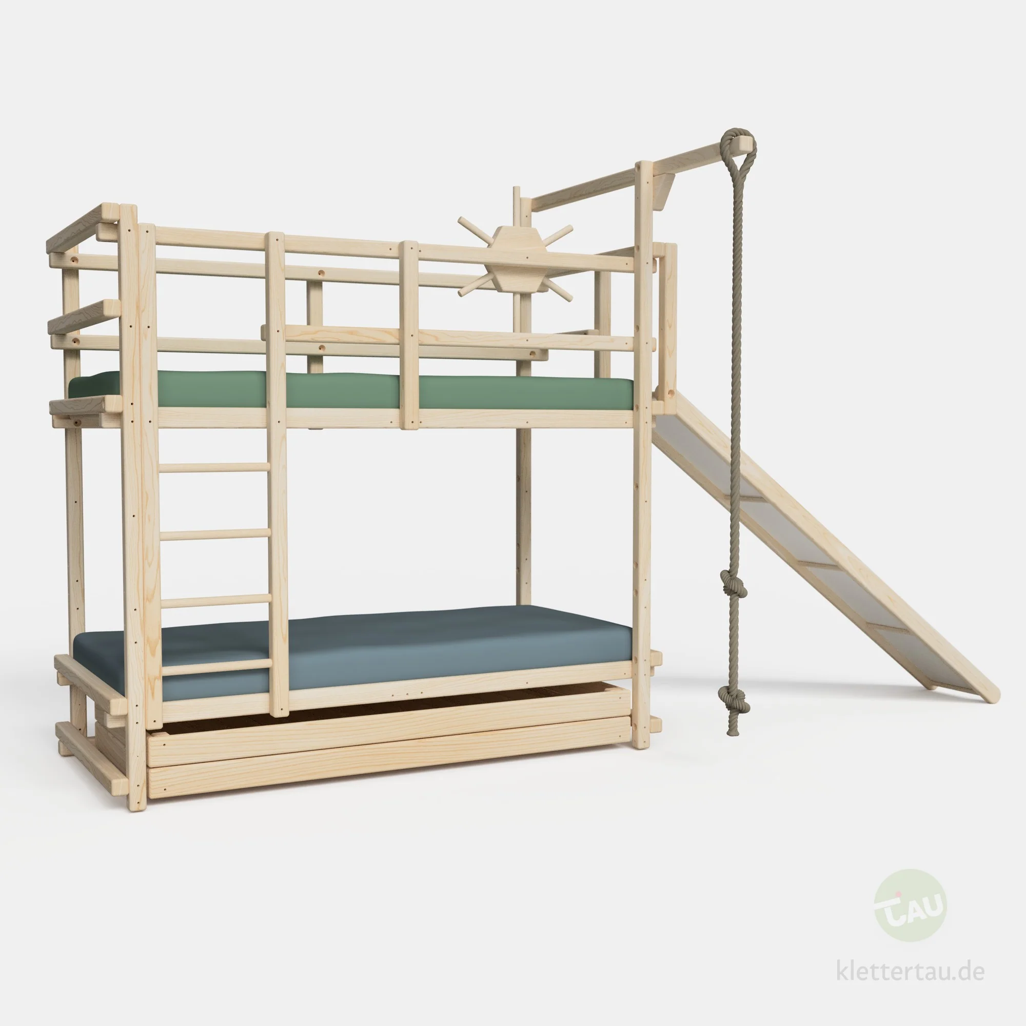 Abenteuer-Etagenbett mit Kletterseil und Rutsche - Image 13