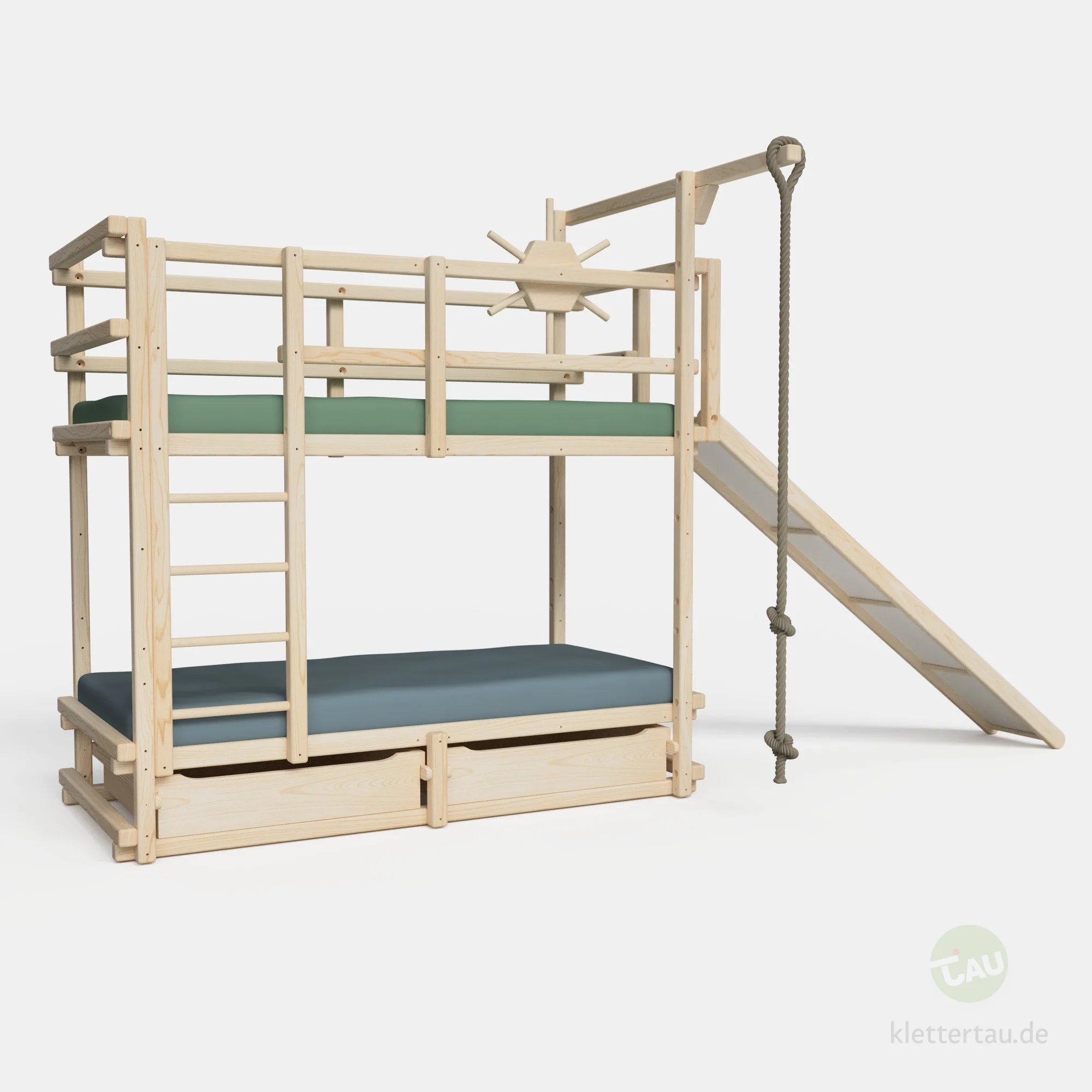 Abenteuer-Etagenbett mit Kletterseil und Rutsche - Image 3