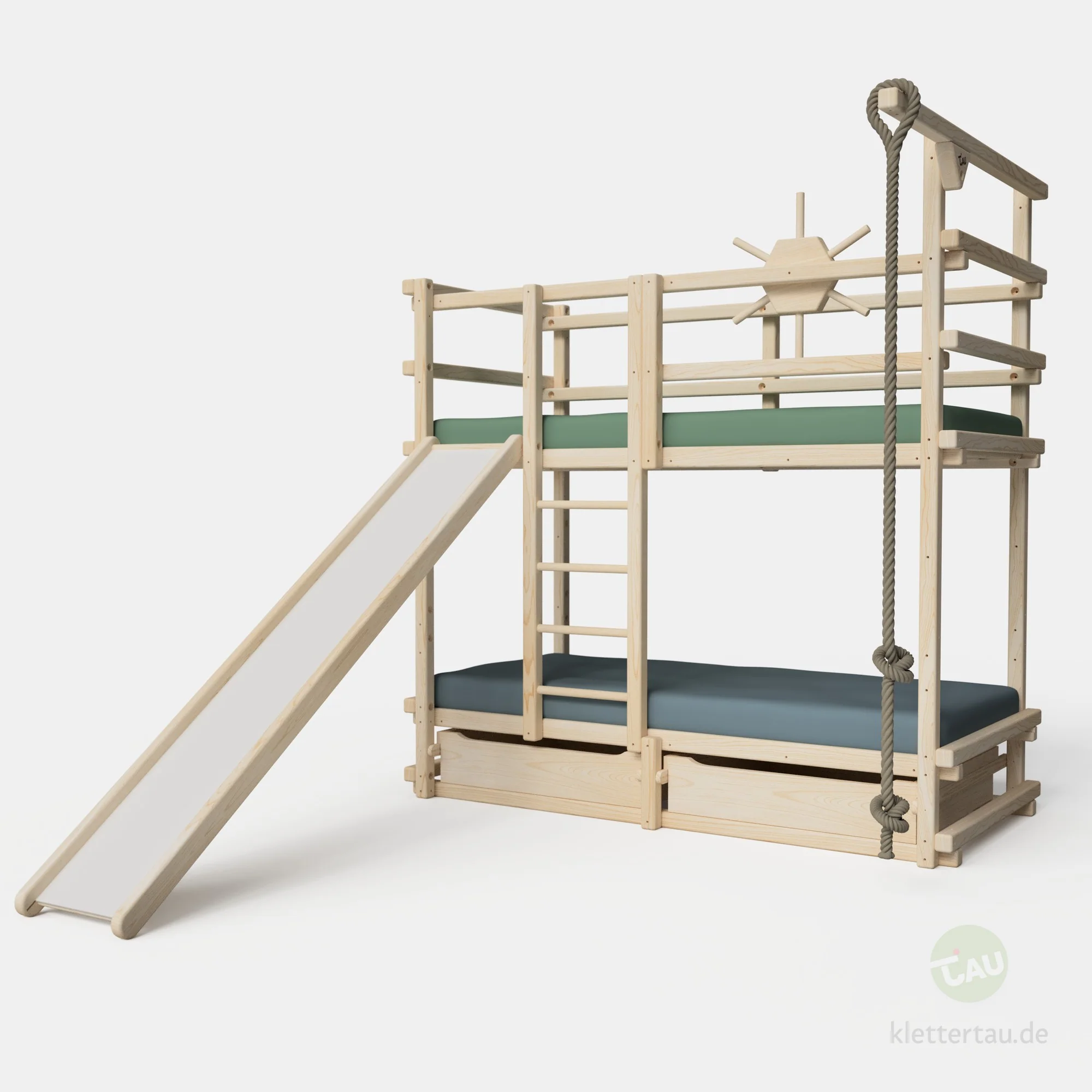 Abenteuer-Etagenbett mit Kletterseil und Rutsche - Image 4