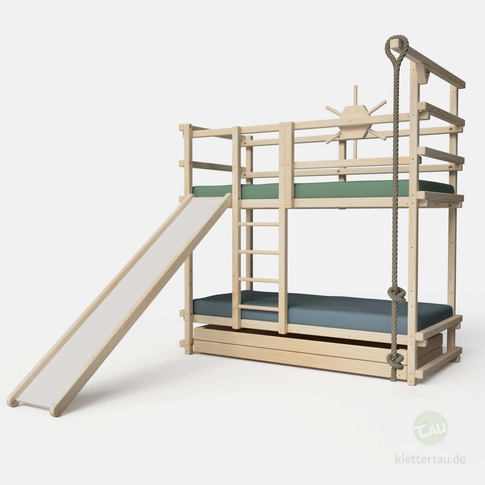Abenteuer-Etagenbett mit Kletterseil und Rutsche - Image 9